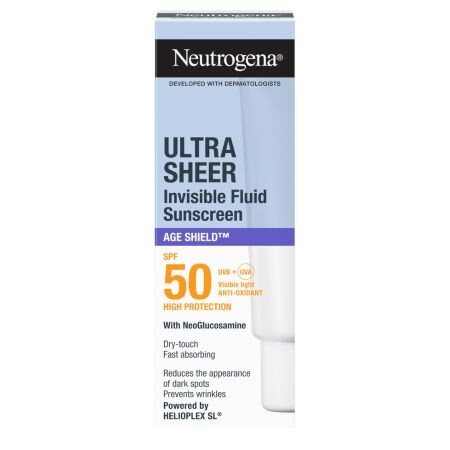 Neutrogena Ultra Sheer Age Shield SPF 50 neviditeľný opaľovací fluid 50 ml