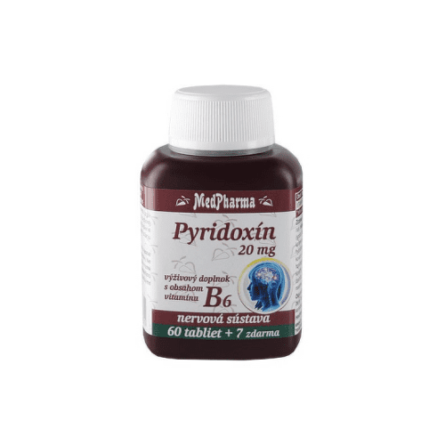 E-shop MEDPHARMA Pyridoxín 20 mg (vitamín B6) 60 + 7 tabliet ZADARMO
