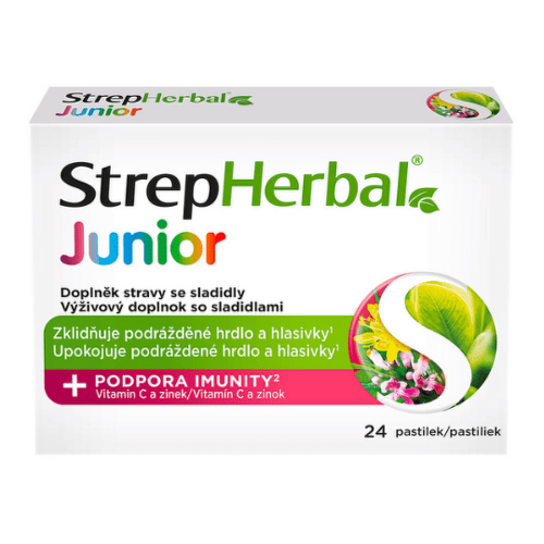 E-shop STREPHERBAL Junior pastilky s vitamínom C a zinkom 24 kusov