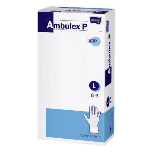 E-shop AMBULEX P rukavice latex potiahnuté polymérom veľkosť L nesterilné nepúdrované 100 ks