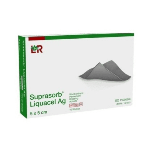 E-shop SUPRASORB Liquacel Ag krytie na rany s antimikrobiálnym striebrom 5 x 5 cm 10 ks