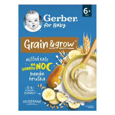 E-shop GERBER For baby mliečna kaša pšenično-ovsená banán hruška 6m+ 200 g