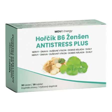 MOVIT Horčík B6 ženšen antistress plus 30 tabliet