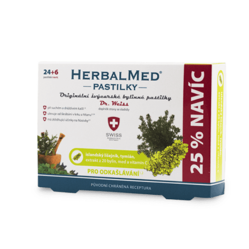 HERBALMED Pastilky pre odkašliavanie 24 + 6 tabliet ZADARMO