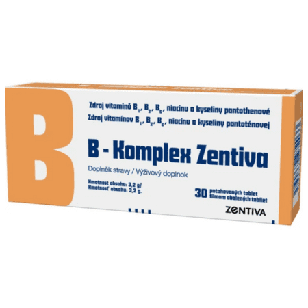 Zentiva B-Komplex tablety na normálnu činnosť nervovej sústavy a pre krásnu pleť 30 tbl