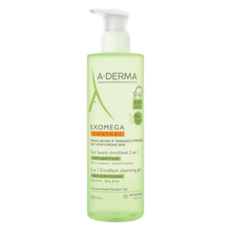 A-DERMA Exomega Control Zvláčňujúci mycí gel 2v1 500 ml