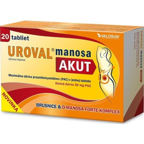 Uroval manosa Akut tablety pre zdravie močových ciest 20 tbl kúpite na Benulekaren.sk