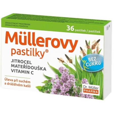 DR. MÜLLER Müllerove pastilky skorocel, materina dúška,vitamín C 36 ks