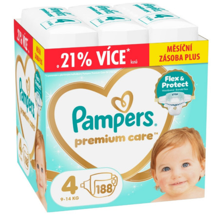 PAMPERS Premium care 4 9-14 kg 188 ks