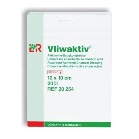 Vliwaktiv kompresa s akt.uhlim 10x10cm 1x20 ks