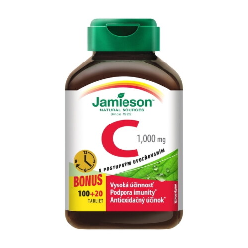 E-shop JAMIESON Vitamín C 1000 mg tablety s postupným uvoľňovaním 100+20 kusov ZADARMO