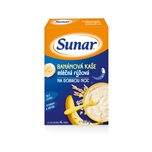E-shop SUNAR Banánová kaša mliečna ryžová na dobrú noc 225 g
