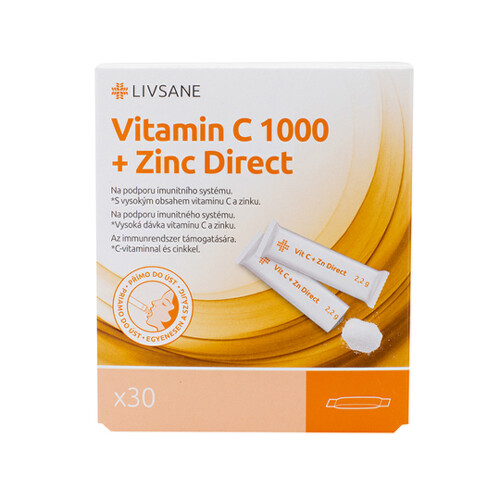 E-shop LIVSANE Vitamín C 1000 + zinok direct vrecúška 2,2 g 30 ks