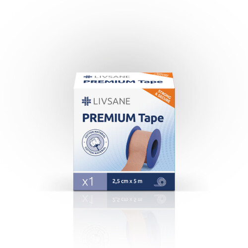 E-shop LIVSANE Fixačná páska premium 2,5cm x 5m béžová cievka 1 ks