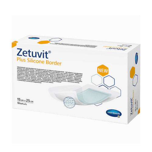 E-shop ZETUVIT Plus silicone border kompres sterilný 15 x 25 cm 10 ks