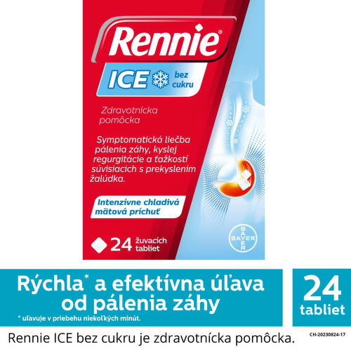 RENNIE ICE bez cukru 24 žuvacích tabliet