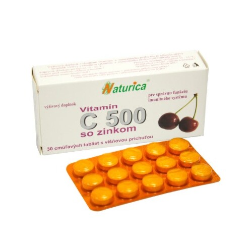 NATURICA Vitamín C 500 mg so zinkom 30 cmúľacích tabliet