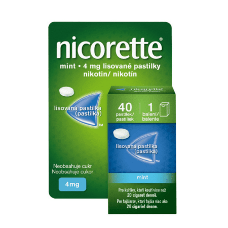 Nicorette Mint 4 mg zmierňujú chuť na cigaretu 40 pastiliek kúpite na Benulekaren.sk
