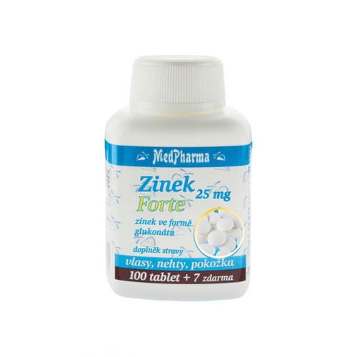 MedPharma Zinok 25mg Forte tablety pre vlasy, nechty a pokožku 107 tbl kúpite na Benulekaren.sk