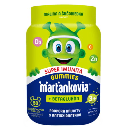WALMARK Marťankovia gummy super imunita & betaglukán malina a čučoriedka 50 ks