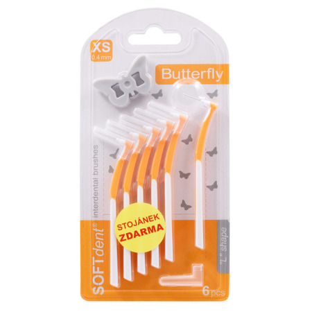 SOFTDENT Medzizubné kefky butterfly xs 0,4 mm zahnuté oranžové 6 ks