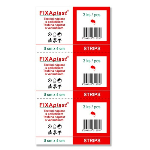 E-shop FIXAPLAST Strips náplasť 8 x 4 cm 3 kusy