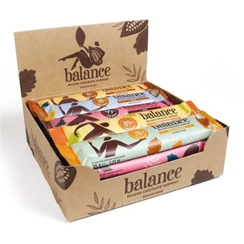 E-shop BALANCE Čokoláda mix tyčiniek belgická so sladidlom zo stévie 20 ks