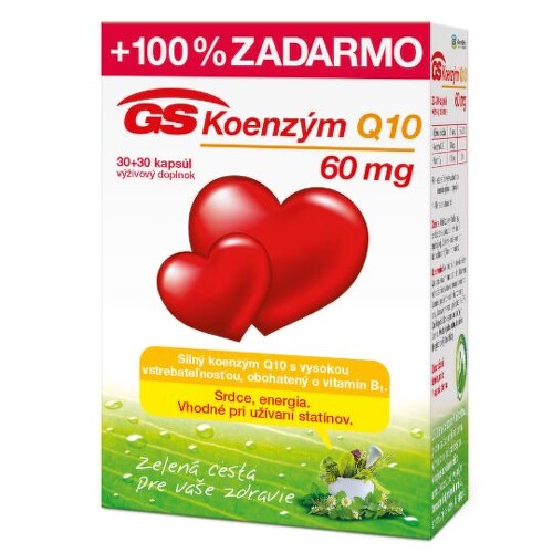 E-shop GS Koenzým Q10 60 mg s vitamínom B1 30 tabliet + 30 ZADARMO