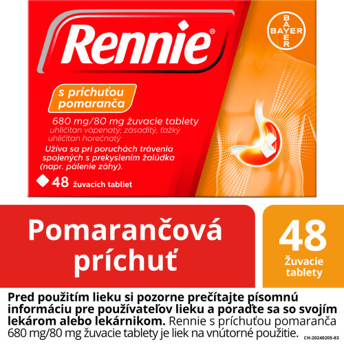 RENNIE S príchuťou pomaranča 680 mg/80 mg 48 tabliet