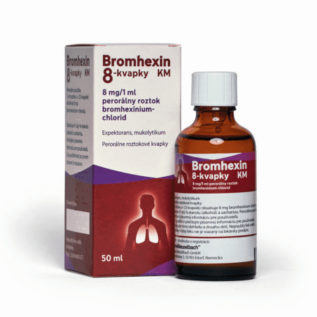 Bromhexin Bromhexin KM 8mg kvapky na skvapalňovanie a rozpúšťanie hlienu pri ochoreniach dýchacích ciest 50 ml kúpite na Benulekaren.sk