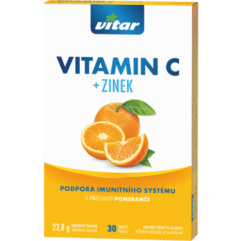 VITAR Vitamín C + zinok s príchuťou pomaranča 30 tabliet kúpite na Benulekaren.sk