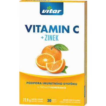 VITAR Vitamín C + zinok s príchuťou pomaranča 30 tabliet