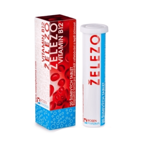 ROSENPHARMA Železo + vitamín B12 20 tabliet