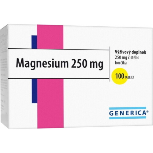 Generica Magnesium 250mg tablety na podporu zníženia miery únavy a vyčerpania 100 tbl kúpite na Benulekaren.sk