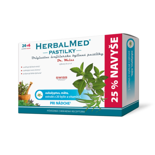 Dr.Weiss HerbalMed pastilky Eukalypt + máta + vitamin C pastilky na podporu zdravia dýchacích ciest 30 tbl kúpite na Benulekaren.sk
