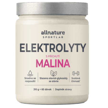 Allnature Sportlab Elektrolyty prášok na prípravu nápoja na zaistenie elektrolytickej rovnováhy príchuť Raspberry 310 g