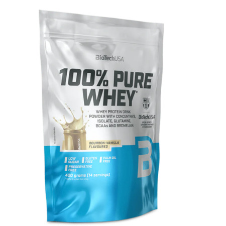 BIOTECHUSA 100 % Pure whey proteínový prášok bourbon vanilka 400 g