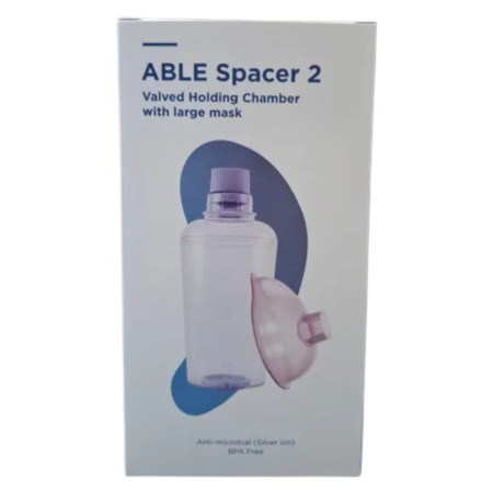 ABLE SPACER 2 Nadstavec inhalačný s ventilom s náustkom, s veľkou maskou 1 ks