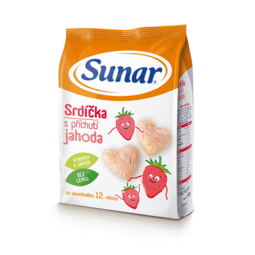 E-shop SUNAR Detské chrumky jahodové srdiečka 50 g