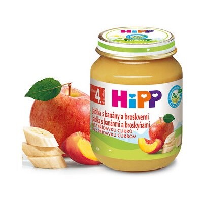 E-shop HiPP Príkrm 100% ovocie jablká, banány a broskyne 125 g