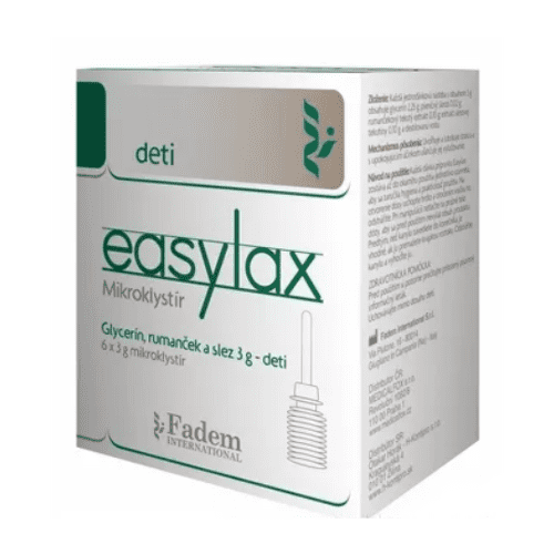 E-shop EASYLAX Mikroklystir pre deti glycerín, rumanček a slez 6 x 3 g