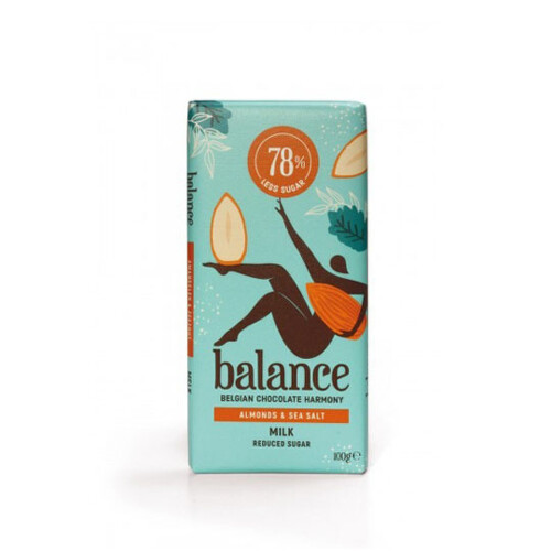 E-shop BALANCE Mliečna čokoláda mandle a morská soľ so sladidlom so stévie 100 g