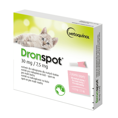 E-shop DRONSPOT 30 mg/7,5 mg spot-on pre malé mačky 2 x 0,35 ml