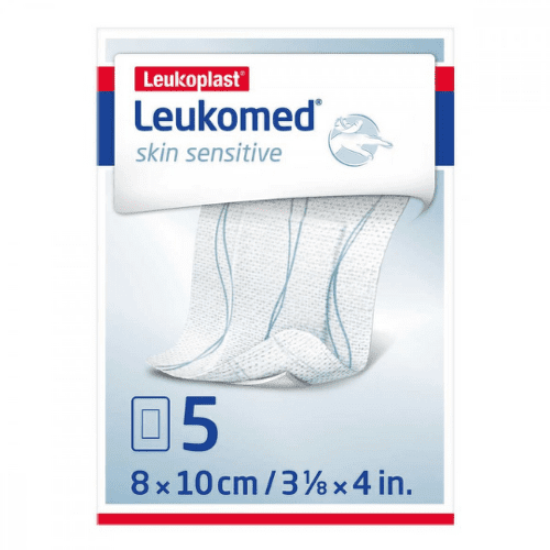 E-shop LEUKOPLAST Leukomed skin sensitive textilné krytie s vankúšikom náplasť sterilná 8 x 10 cm 5 ks