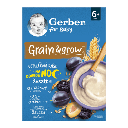 E-shop GERBER For baby mliečna kaša pšenično-ovsená slivka 6m+ 200 g