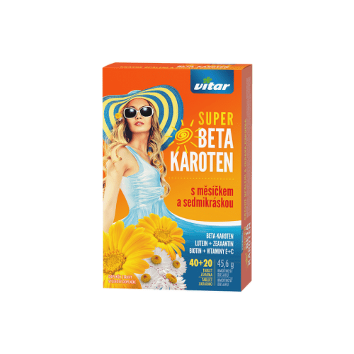 Vitar Super Beta-karoten s nechtíkom a sedmokráskou tablety pre krásne opálenie a zdravú pokožku 60 tbl kúpite na Benulekaren.sk