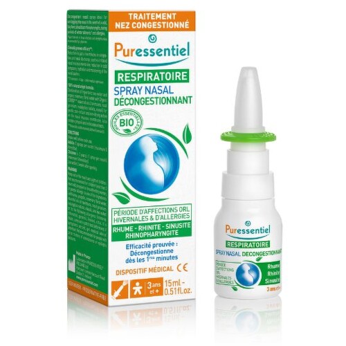 PURESSENTIEL Nosný sprej hypertonický s esenciálnymi olejmi 15 ml