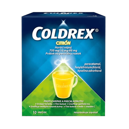 Coldrex Coldrex Horúcí nápoj Citron 750 mg/10mg/60mg prášok pre perorálny roztok pri chrípke a prechladnutí 10 ks kúpite na Benulekaren.sk