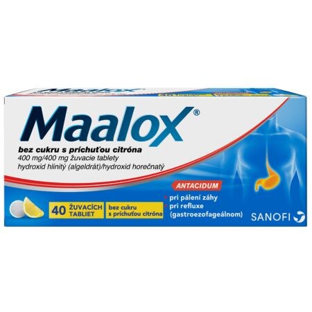 MAALOX Bez cukru citrón 40 žuvacích tabliet