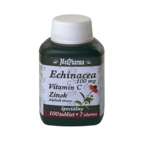 MEDPHARMA Echinacea 100 mg, vitamín C, zinok 100 + 7 tabliet ZADARMO